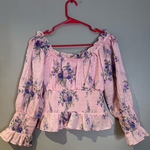 LoveShackFancy Fifi Shoulder Top in Juicy Plum